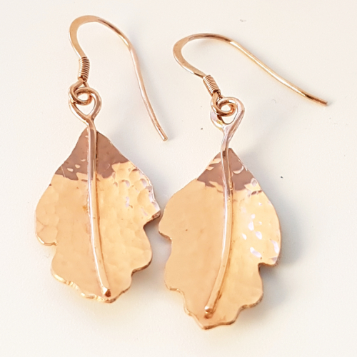 Photo of Rose Gold Oak Leaf Earrings