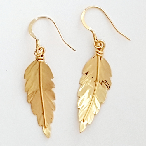 Photo of Gold Rowan Leaf Earrings