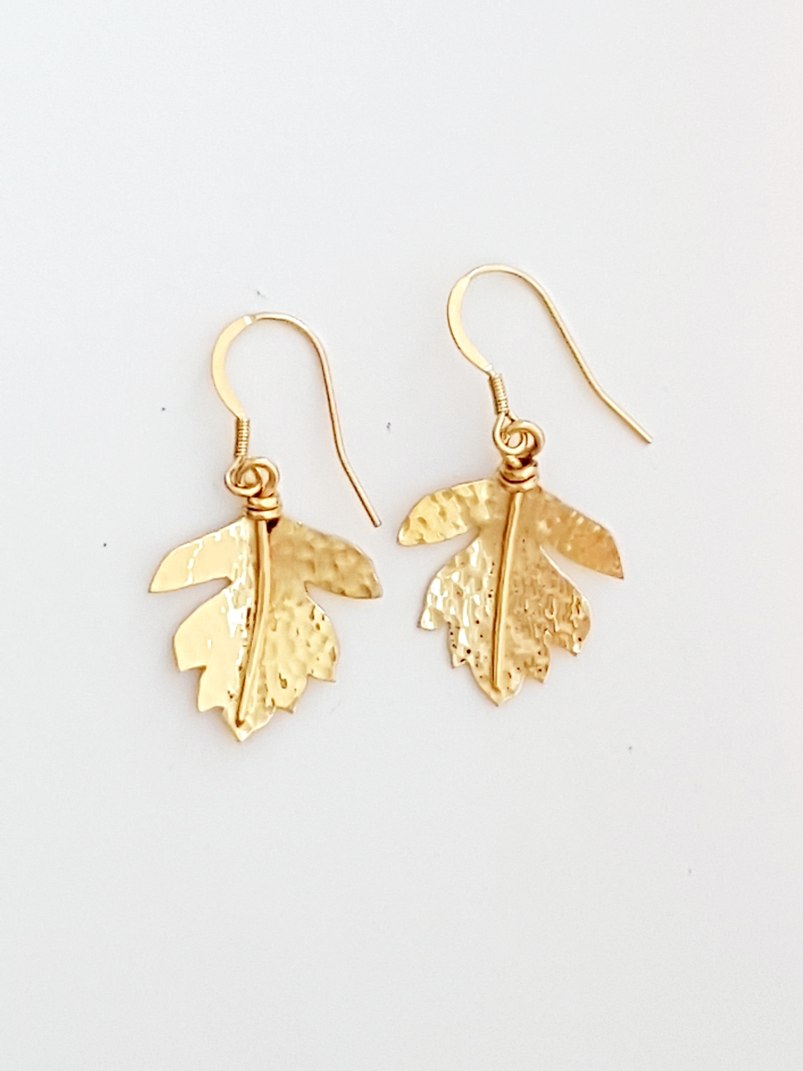 Zoomed out Photo of Gold Hawthorn Leaf Earrings
