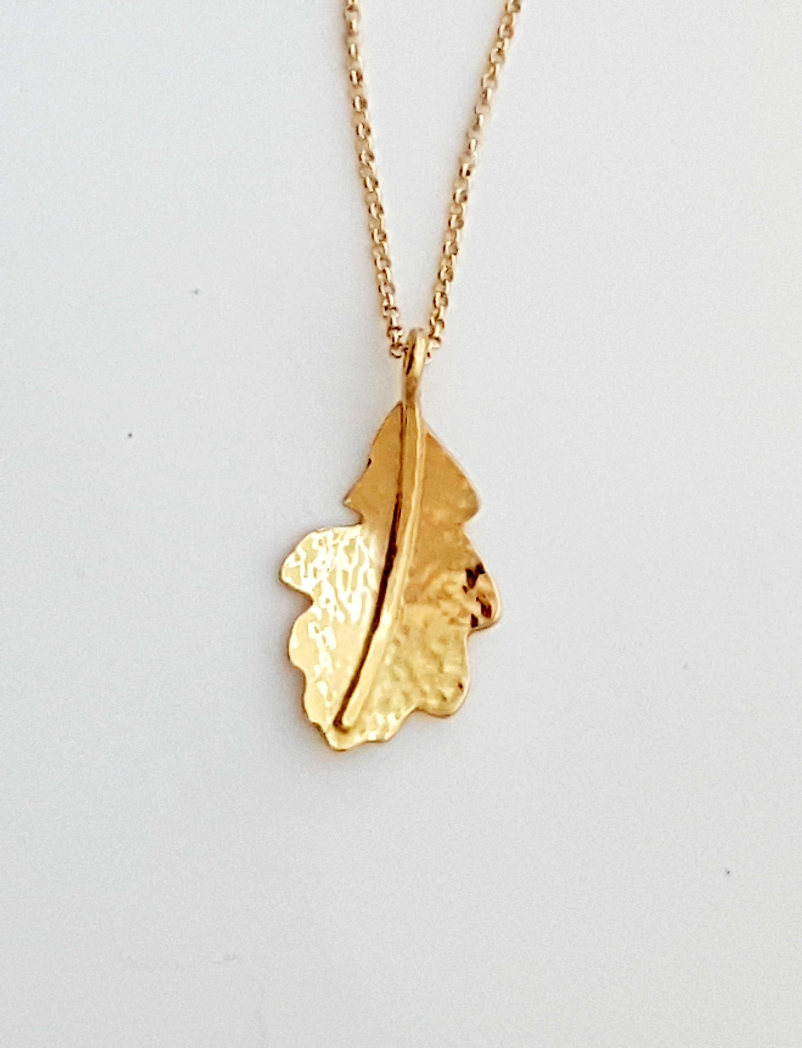 Zoomed out Photo of Gold Oak Leaf Pendant
