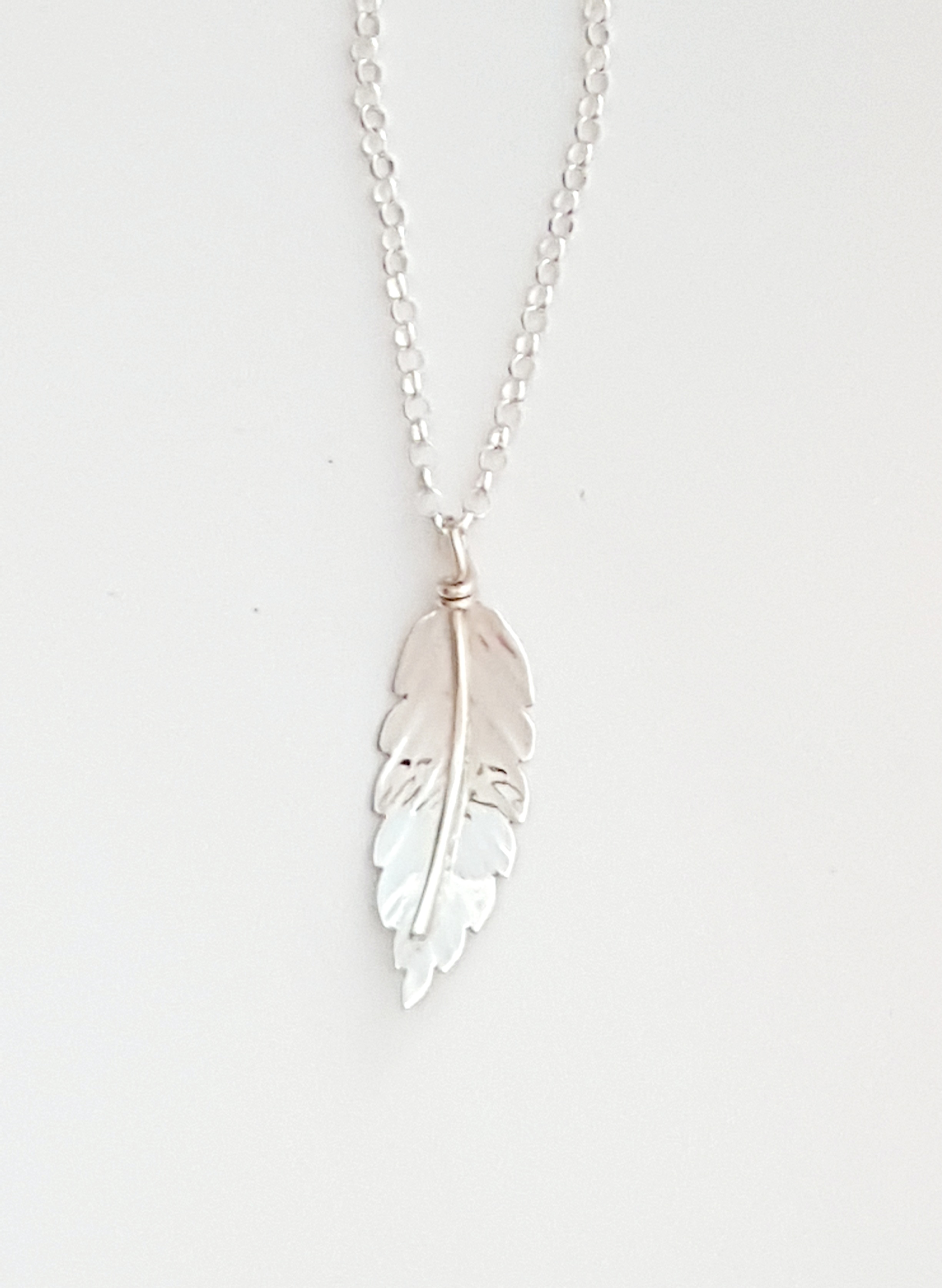 Zoomed out Photo of Silver Rowan Leaf Pendant