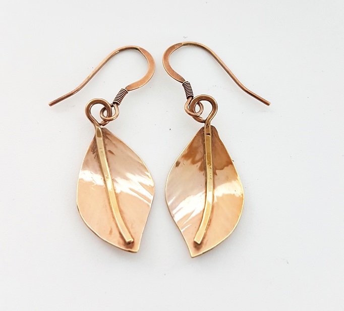 Zoomed out Photo of Rose Gold Wild Apple Leaf Earrings
