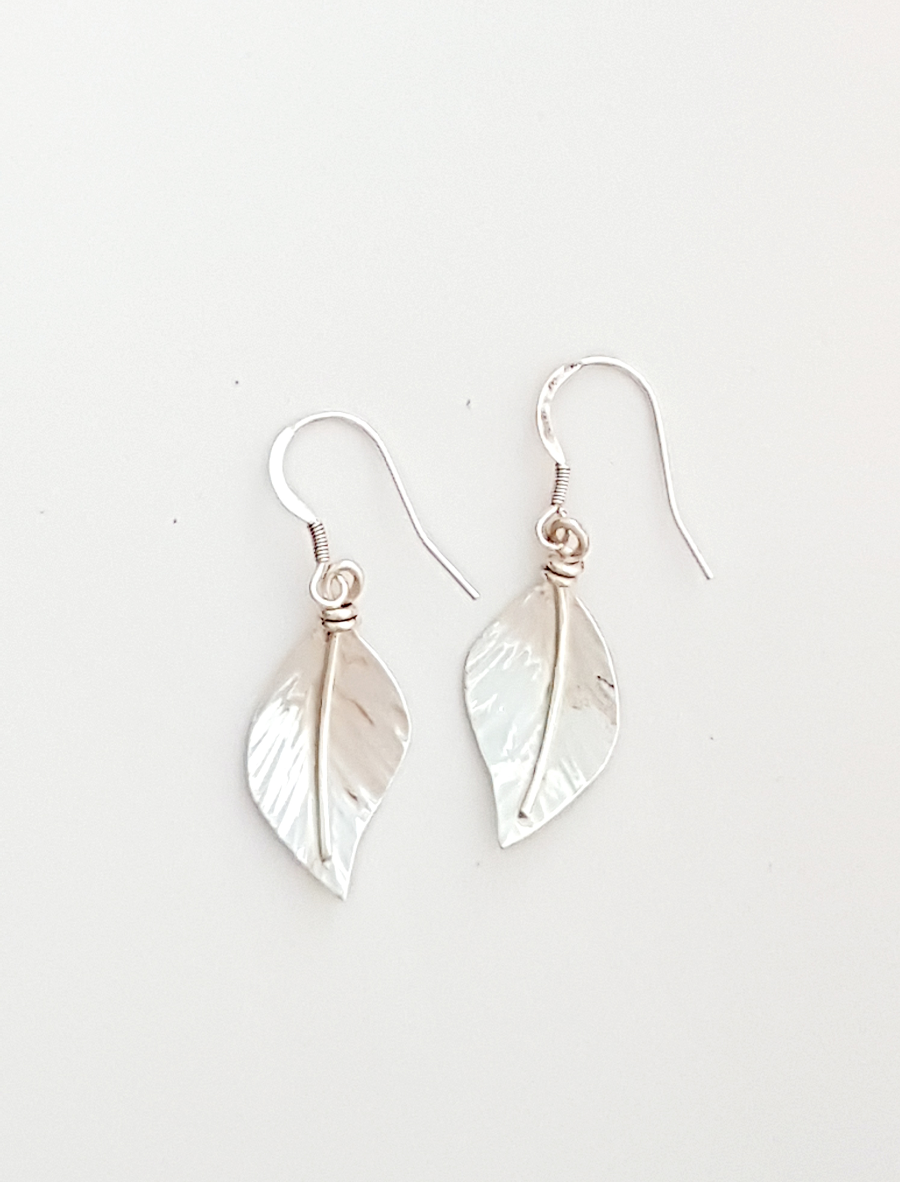 Zoomed out Photo of Silver Wild Apple Leaf Earrings