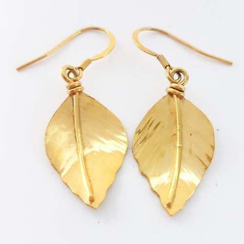 Gold Beech Leaf Earrings