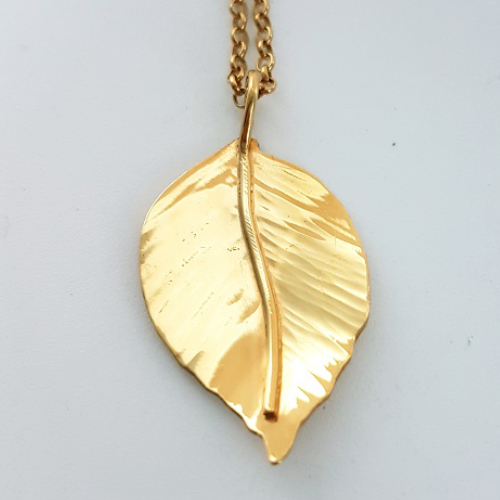 Gold Hazel Leaf Pendant