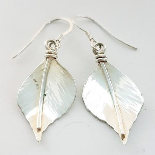 Silver Hazel Leaf Earrings