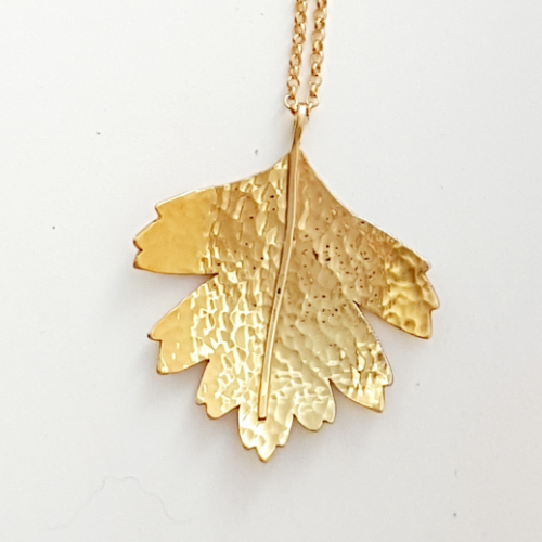 Gold Hawthorn Leaf Pendant