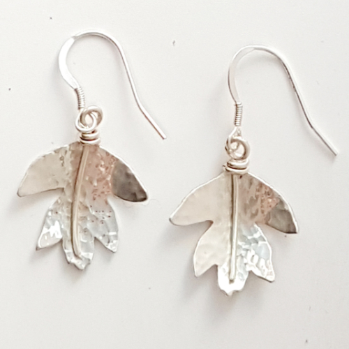 Silver Hawthorn Leaf Earrings