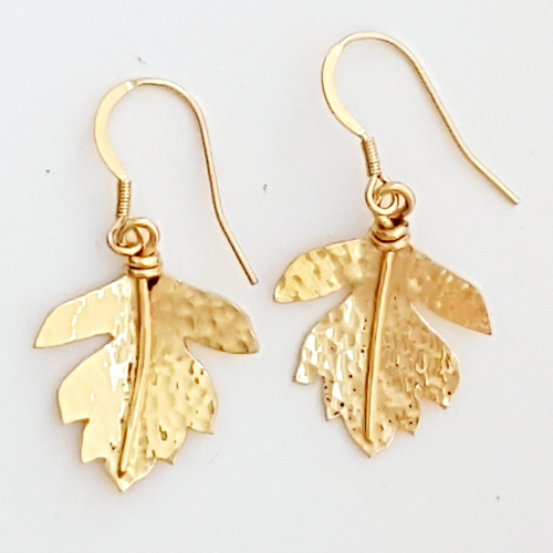 Gold Hawthorn Leaf Earrings