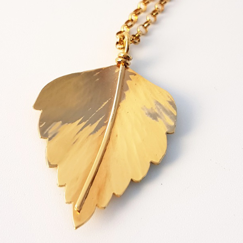 Large Gold Birch Leaf Pendant