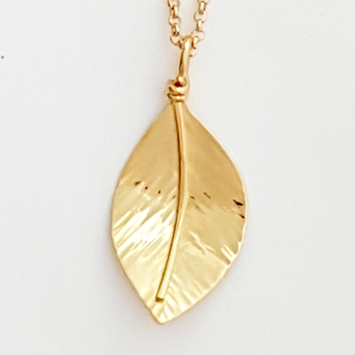 Gold Wild Apple Leaf Pendant