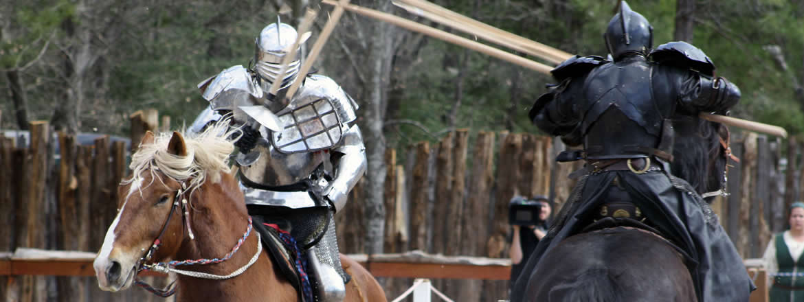 2 Horse Riders participating in jousting in Nottinghamshire